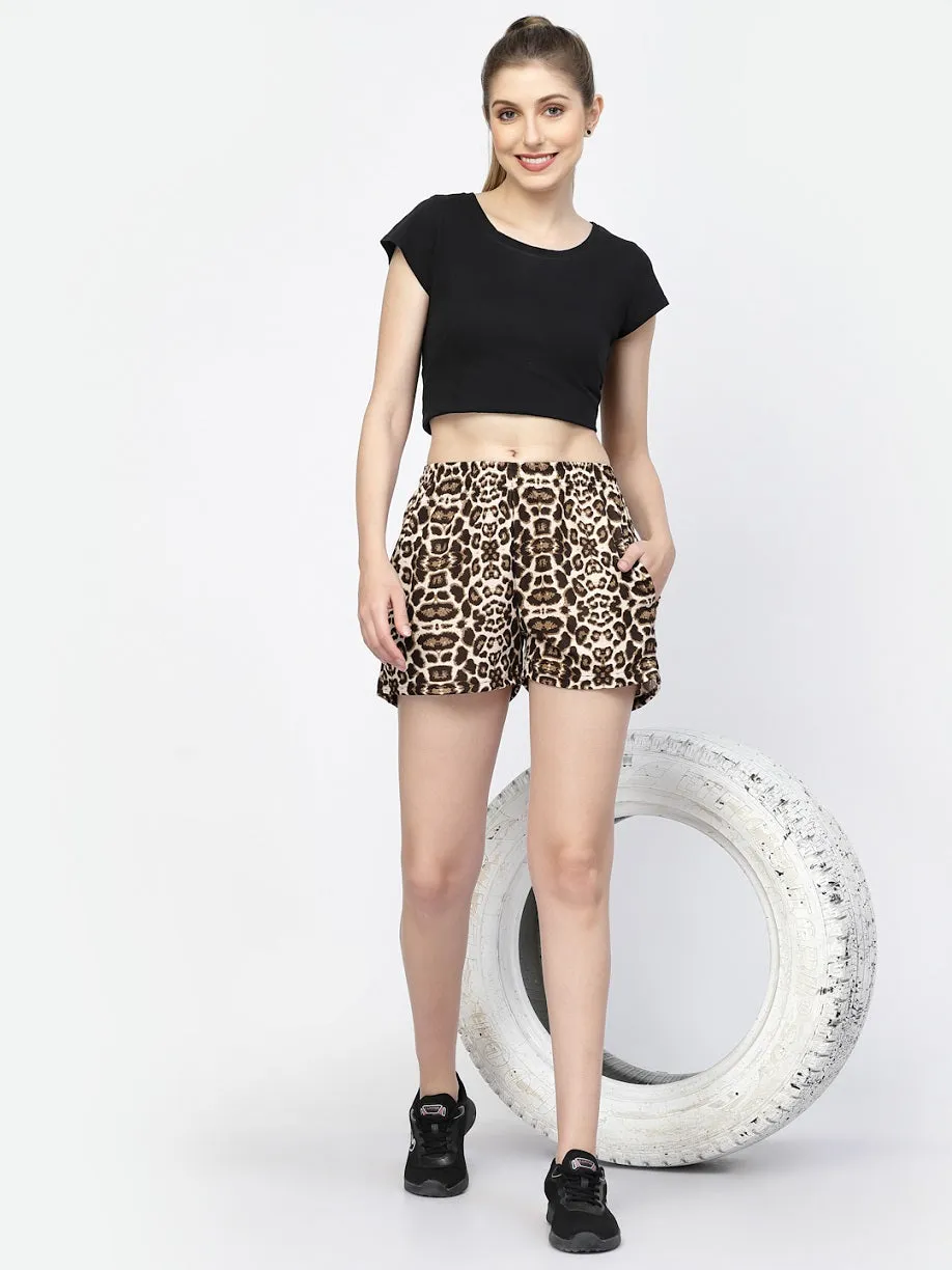 UZARUS Women's Printed Regular fit Lounge Shorts Combo (Pack of 2)